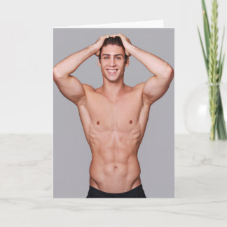 Carte de vœux homme musclé sourire sculpté
