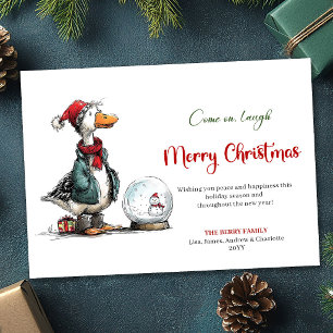 Carte de vœux humoristique de Noël avec un fou rir