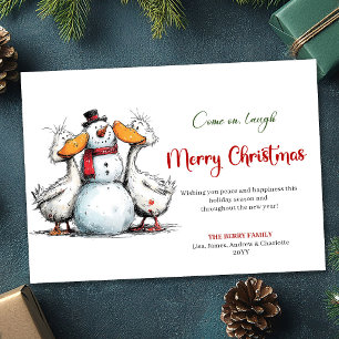 Carte de vœux humoristique de Noël pour les oies f