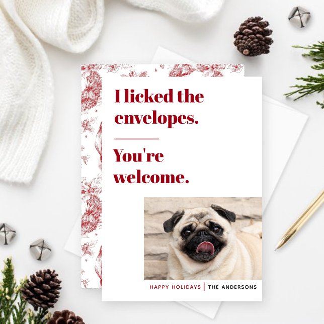 Carte de vœux humoristique pour les fêtes avec un  (Funny Pet Holiday Card)