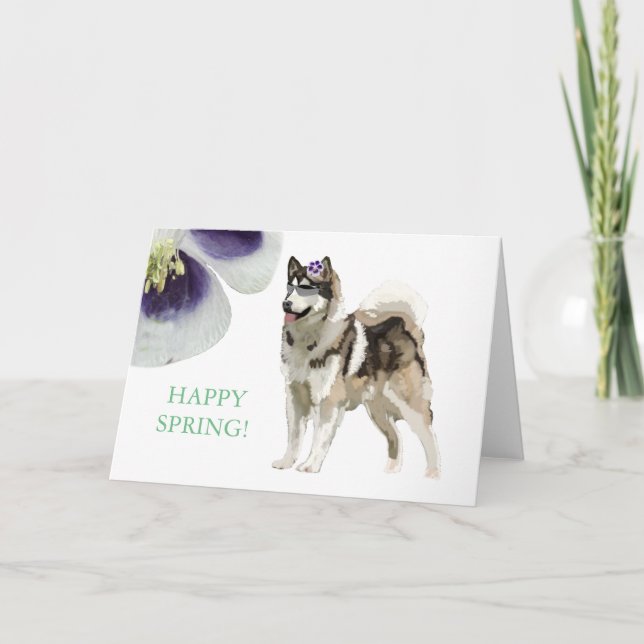 Carte de voeux Husky et fleurie (Devant)