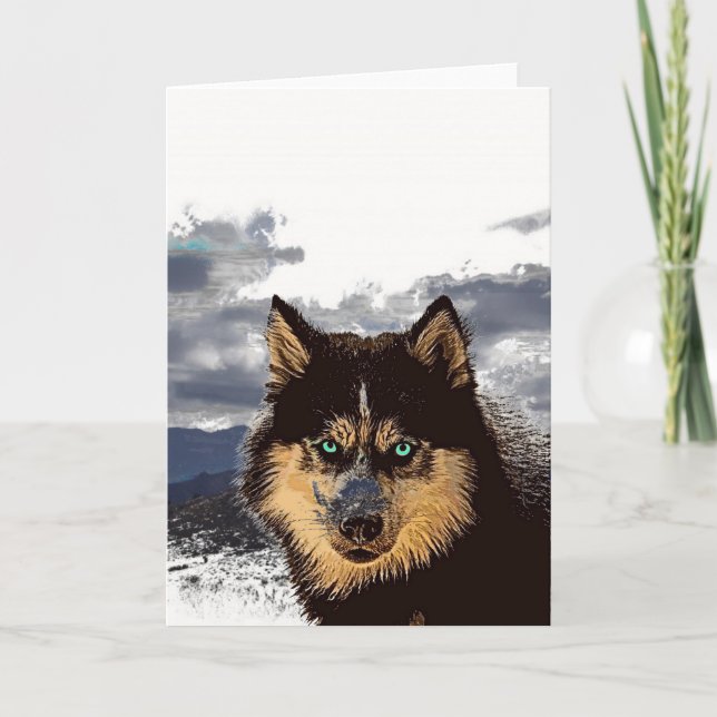 Carte de vœux Husky sibérien (Devant)