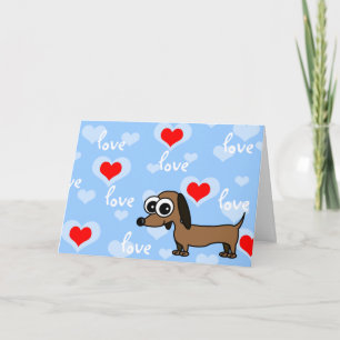 Carte de voeux I Love You avec Dachshund de dessin