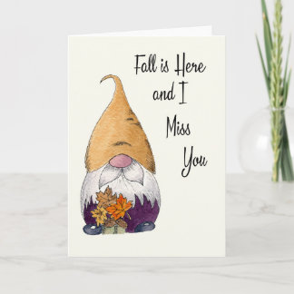 Carte de voeux I Miss You Fall Gnome