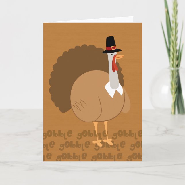 Carte de voeux idiote de thanksgiving de pèlerin (Devant)