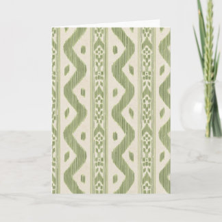 Carte de vœux Ikat verte et crème, rayure tissée