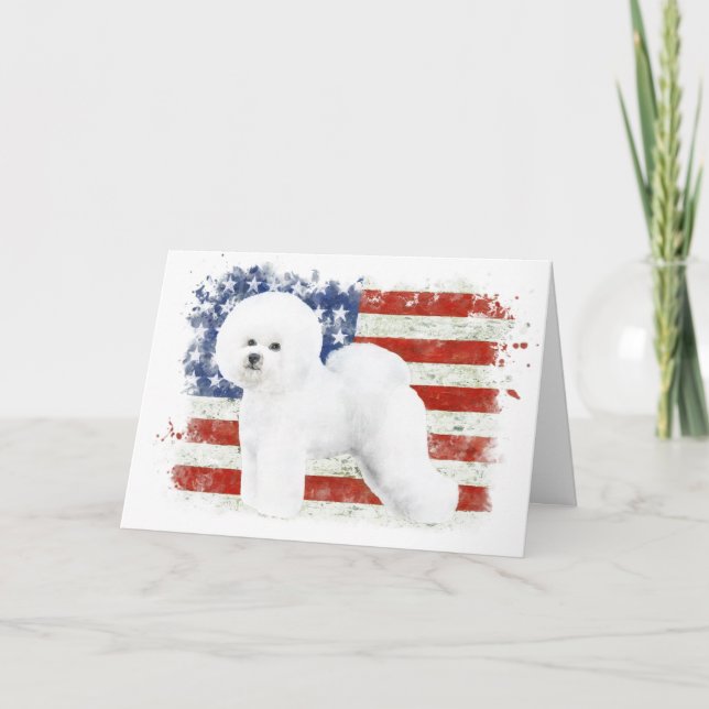 Carte de voeux illustrée Bichon Frise (Devant)