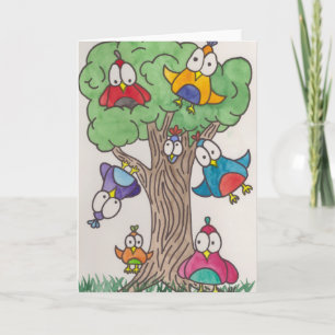 Carte de vœux illustrée de jolis oiseaux sur une b