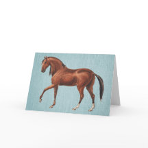 Carte de vœux illustrée vintage d'un cheval bai