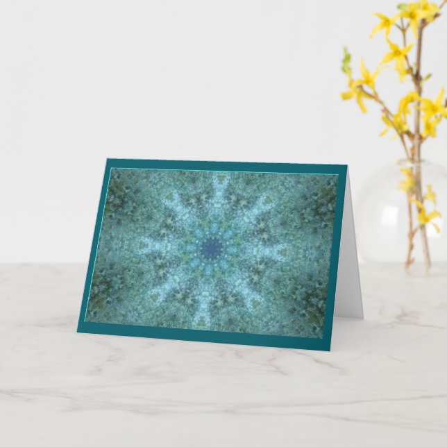 Carte de voeux Imaginaire bleu et vert (Fleur jaune)