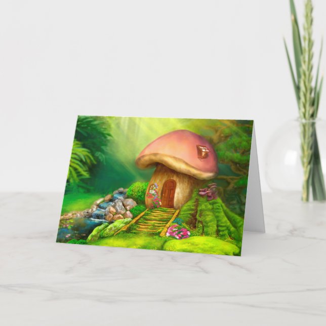 Carte de voeux Imaginaire champignon maison (Devant)