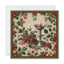 Carte de voeux Imaginaire Xmas Holly et Candles