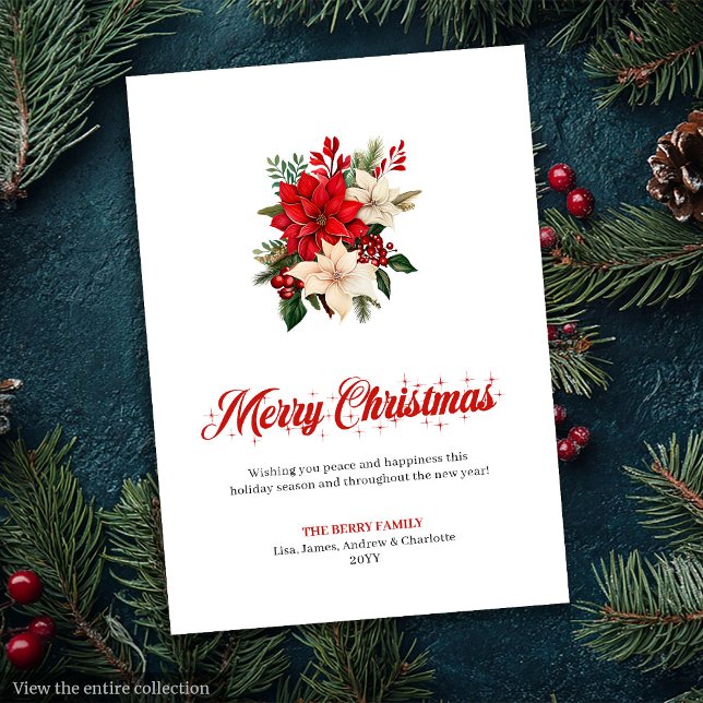 Carte de vœux imprimable de fleurs de Noël tendanc (Trendy Christmas Flowers Printable Greeting Card

)