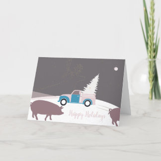 Carte de voeux inhabituelle pour Camion et Arbre d