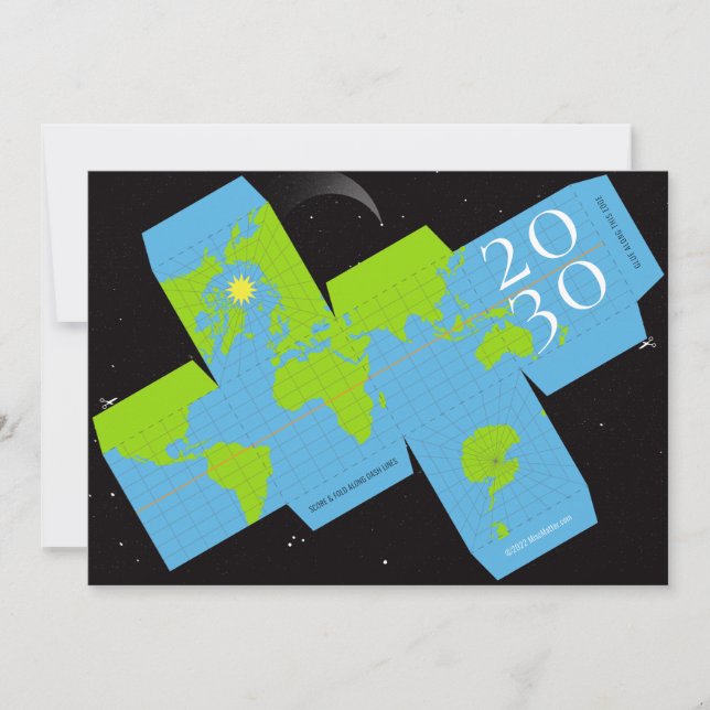 Carte de vœux interactive avec globe terrestre uni (Devant)