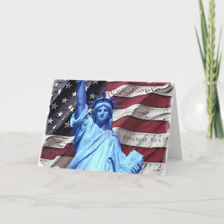 Carte de voeux / Invitation Drapeau & Statue de la