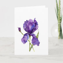 Carte de voeux Iris Aquarelle ~ Vierge à l'intérie