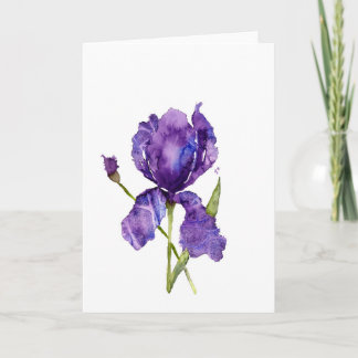 Carte de voeux Iris Aquarelle ~ Vierge à l'intérie