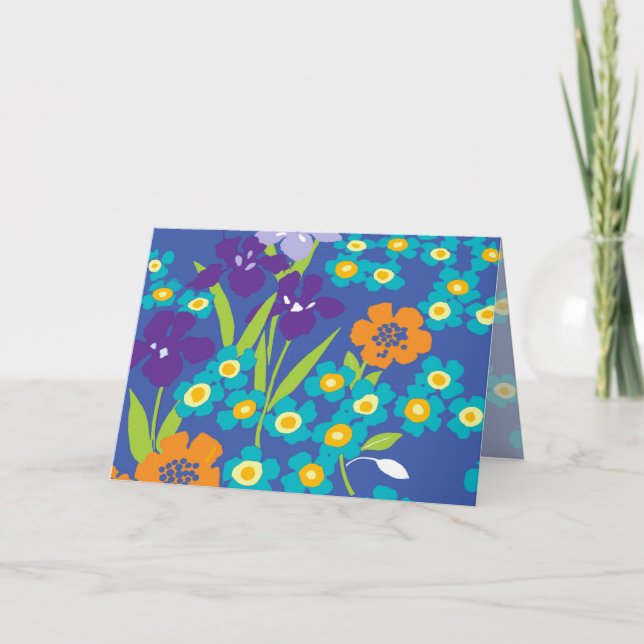 carte de vœux iris bleu japonais (Devant)