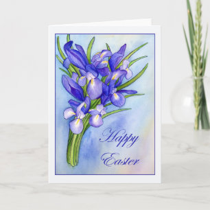Carte de voeux Iris Bouquet "Happy Easter"