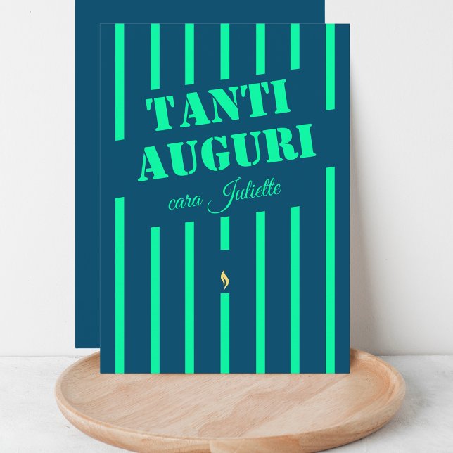 Carte de voeux italienne tanti auguri bleu anniver (Créateur téléchargé)