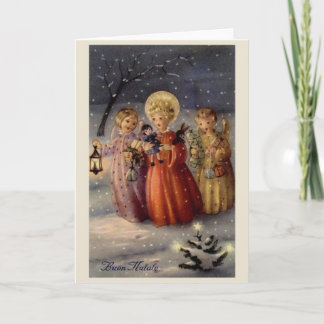 Carte de voeux italienne vintage de Noël d'anges