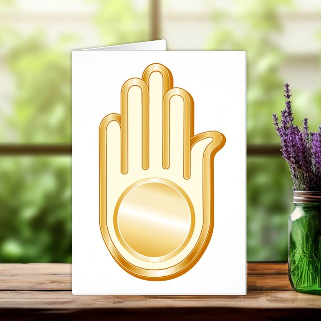 Carte de voeux Jain Symbole (Jain Symbol Greeting Card.
Golden Ahimsa symbol of the Jain faith. Customize with your text. )