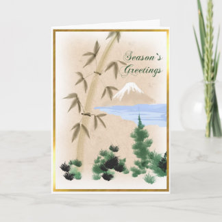 Carte de voeux japonaise de bambou et de Noël de