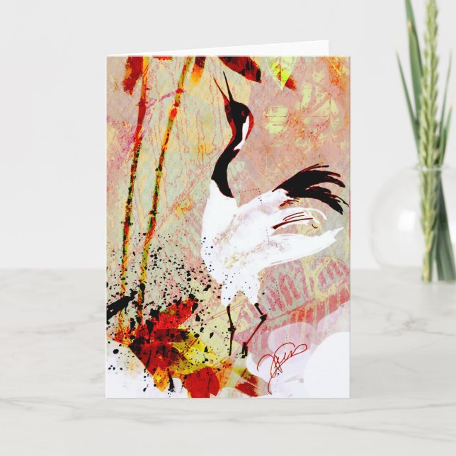 Carte de voeux japonaise de grue (Devant)