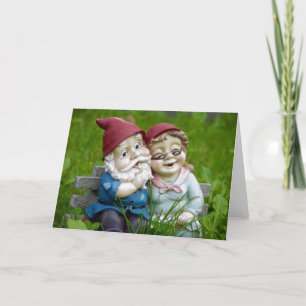 Carte de voeux Jardin Gnomes Couple