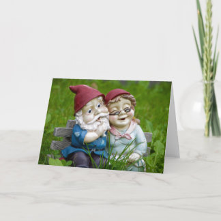 Carte de voeux Jardin Gnomes Couple