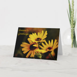 Carte de vœux jaune de saison de marguerite