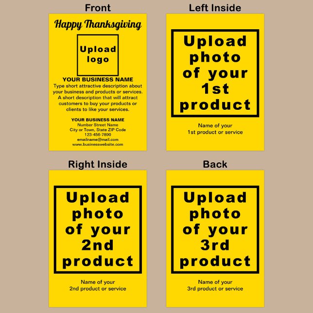 Carte de voeux Jaune de Thanksgiving Business (Yellow Thanksgiving folded greeting card with your business brand and products or services.)