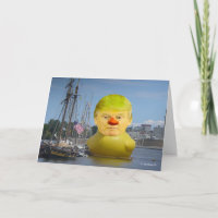 Carte de voeux jaune en caoutchouc de canard de