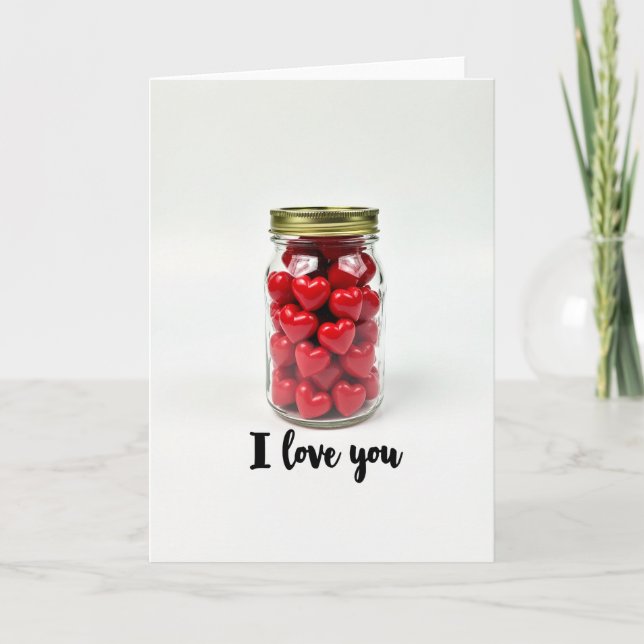Carte de vœux Je t'aime Pot à cœur (Devant)