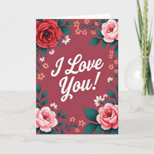 Carte de vœux Je t'aime Rose