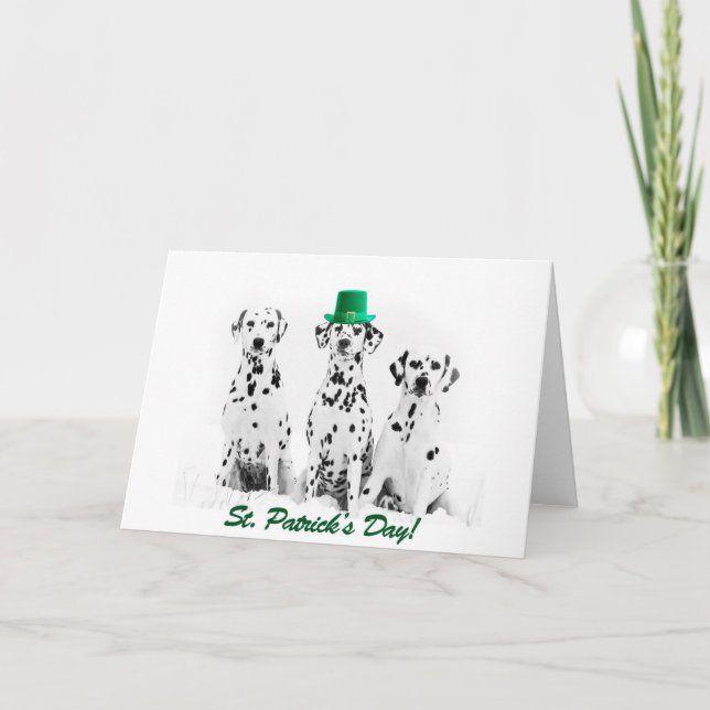 Carte de voeux Jour de la Saint Patrick chien Dalm (Devant)