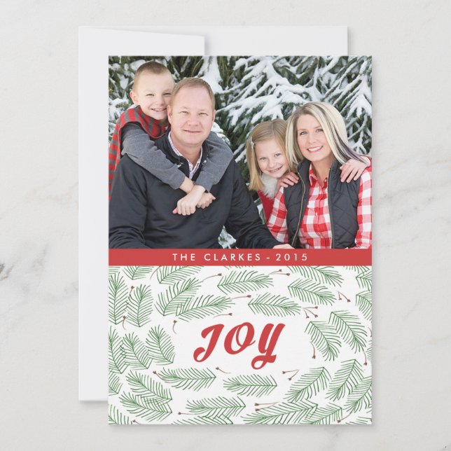 Carte de vœux Joy Pine Bows | 2015 (Devant)