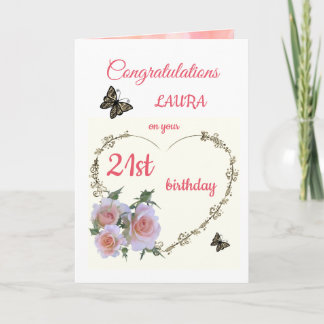 Carte de voeux Joyeuse 21e anniversaire design