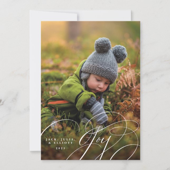 Carte de vœux joyeuse avec photo et écriture heure (Devant)