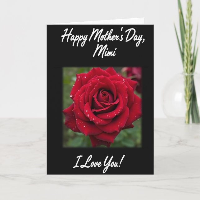 Carte de vœux joyeuse avec rose à pois (Devant)
