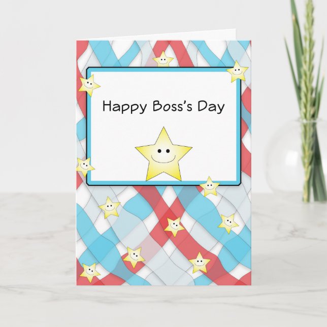 Carte de voeux Joyeuse Boss's Day avec étoiles (Devant)