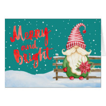 Carte de voeux Joyeuse et brillante Gnome Holiday