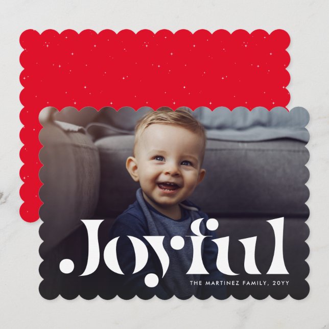 Carte de vœux joyeuse et simple avec une photo rou (Devant / Derrière)