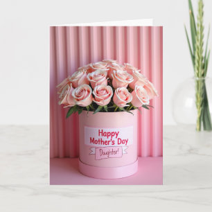Carte de vœux Joyeuse Fête aux roses roses striées