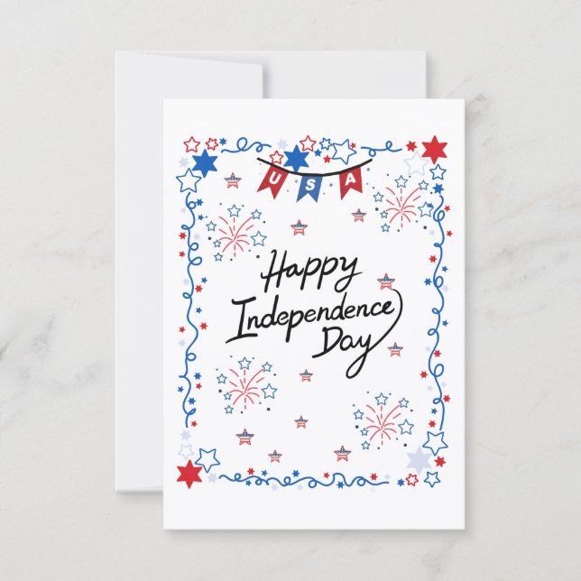 Carte de vœux Joyeuse fête de l'Indépendance USA 4 (Devant)