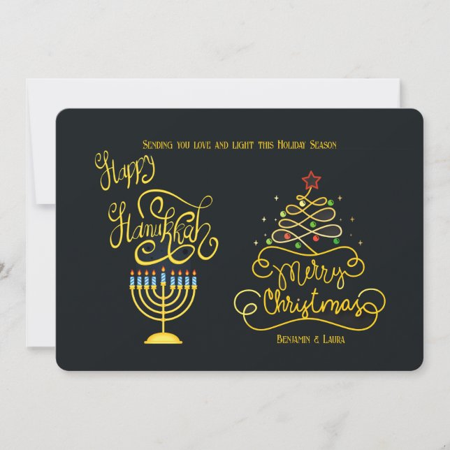 Carte de vœux Joyeuse Hanouka Joyeux Noël (Devant)