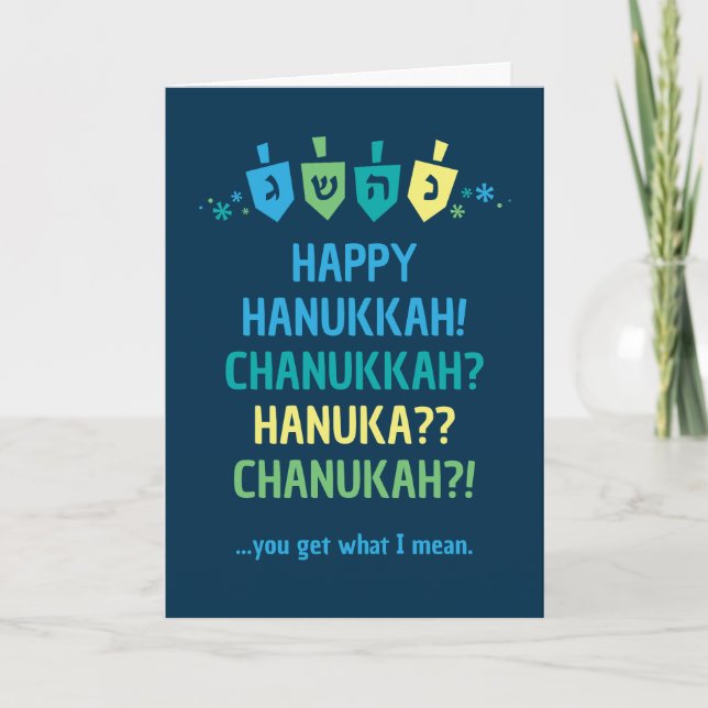 Carte de vœux joyeuse Hanukkah Chanukah Dreidel (Devant)