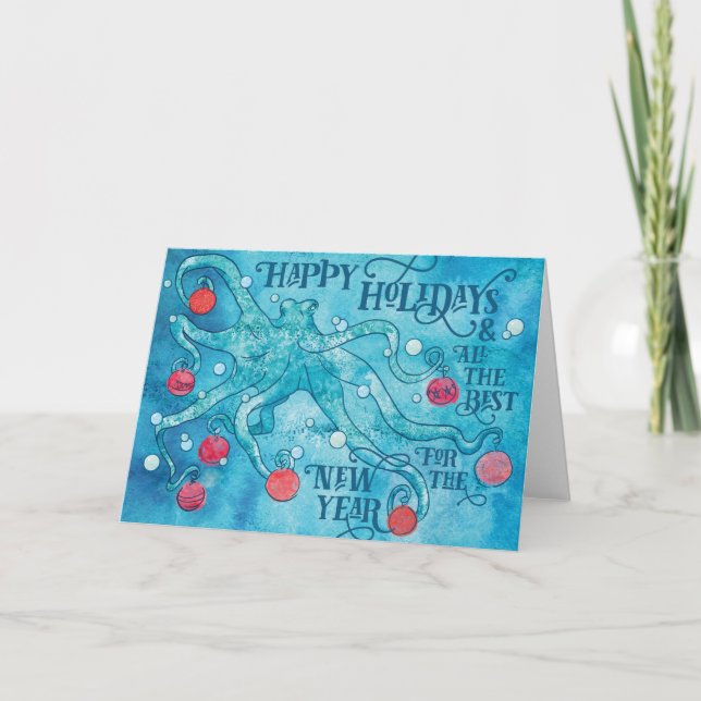 Carte de vœux joyeuse pieuvre (Devant)