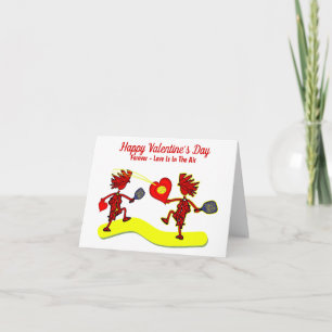 Carte de vœux joyeuse Saint-Valentin de pickleball